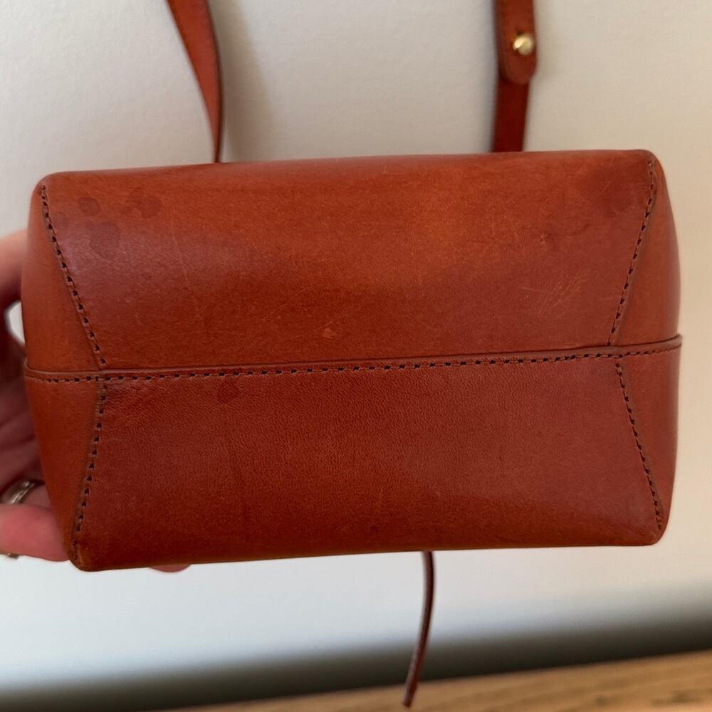 Mansur Gavriel Tan Leather Bow Crossbody Bucket Bag - Picture 10 of 11